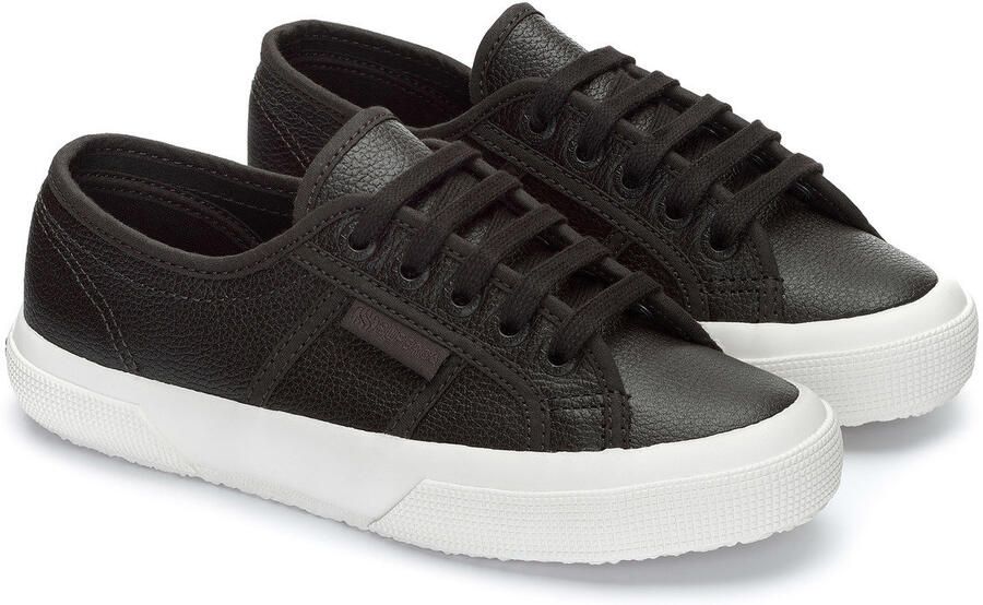 Superga Unisex 2750 Efglu Leather Trainers voor volwassenen (Bristol Zwart Avorio)