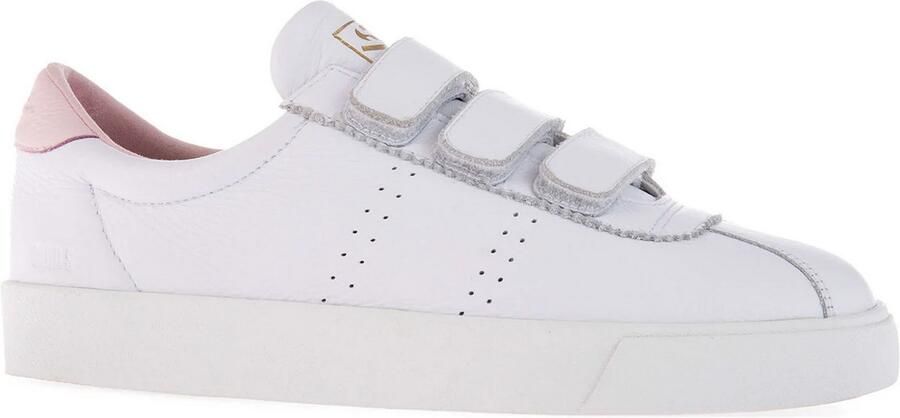 Superga Unisex 2870 Sport Club S Leather 3 Touch Fastening Trainers voor volwassenen (Wit Lichtroze)