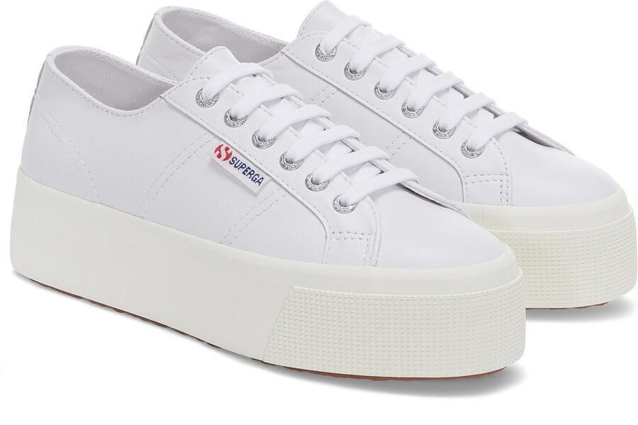 Superga Volwassen unisex 2790 nappaleer sportschoenen (Optisch Wit Zilver Avorio)