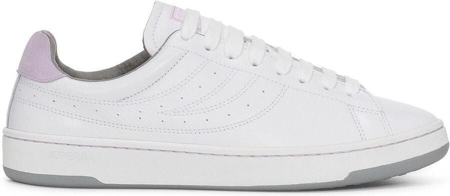 Superga Volwassene 4833 Lendl Leren Trainers (Wit Violet Lilla Medium Grijs)