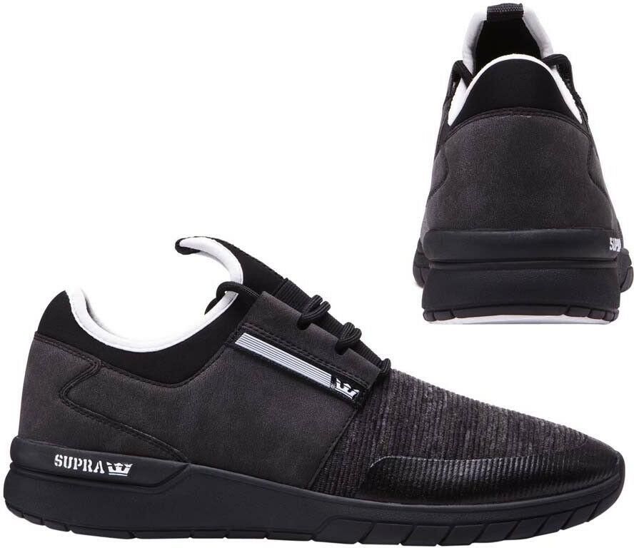 Supra Flow Run Lace Up Heren Casual Hardlooptrainers Zwart Grijs 08021 957 B88D