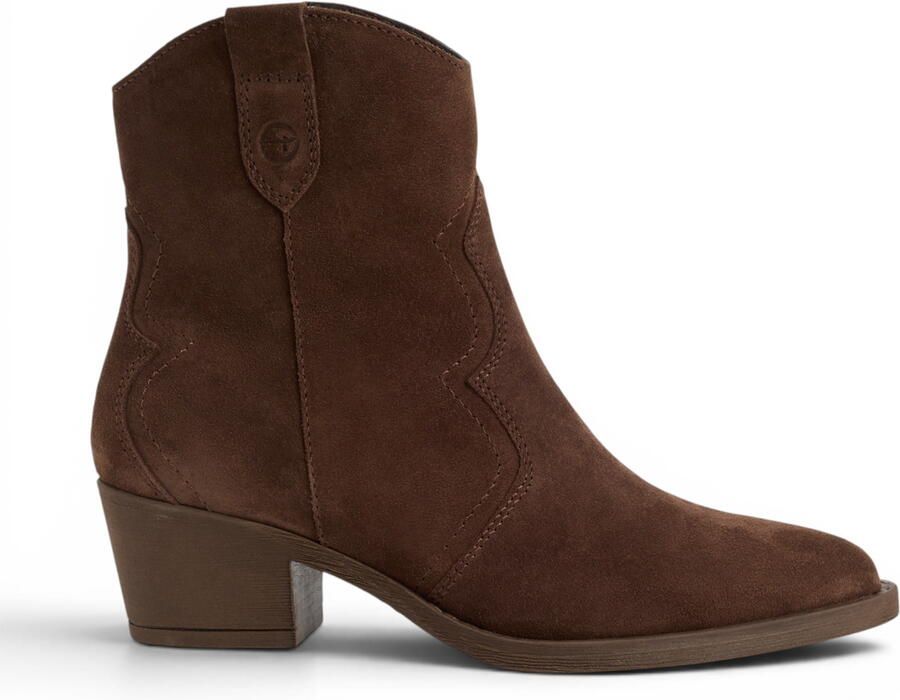 Tamaris Bruine Suède Leren Cowboy Western Ankle Boots voor Dames 25702-41
