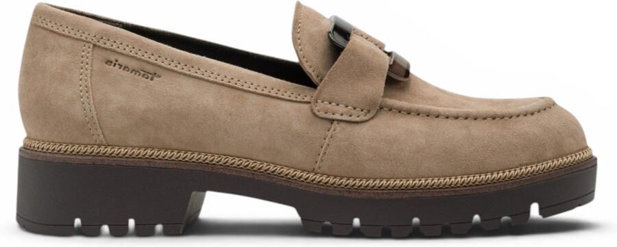 Tamaris dames beige suède leren loafer casual schoenen 24722-43