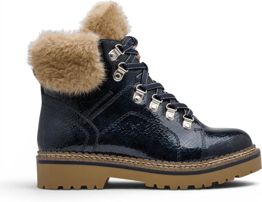 Tamaris dames blauwe nepleren warme winterse enkellaarzen 26264-43
