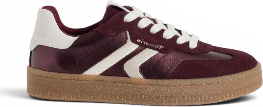Tamaris dames bordeauxrode leren sneakerschoenen 23723-44