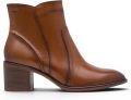 Tamaris dames bruine beige leren enkellaarzen met hakken 25313-47 - Bruin