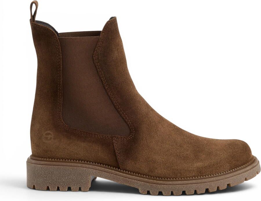 Tamaris Dames bruine leren High Chelsea enkellaarzen 25427-41