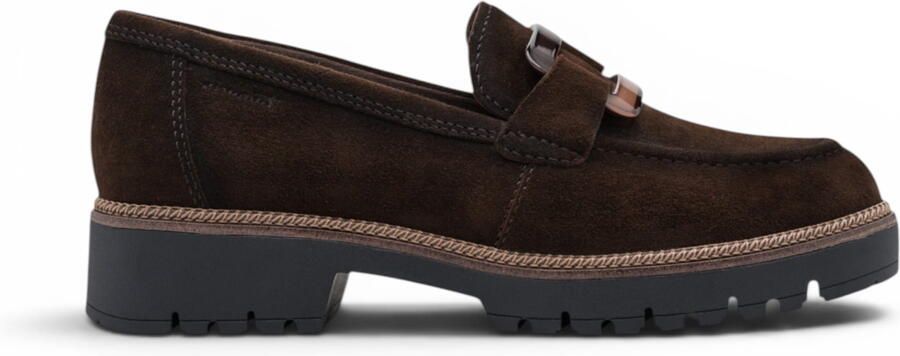 Tamaris dames bruine suède leren loafer casual schoenen 24722-43