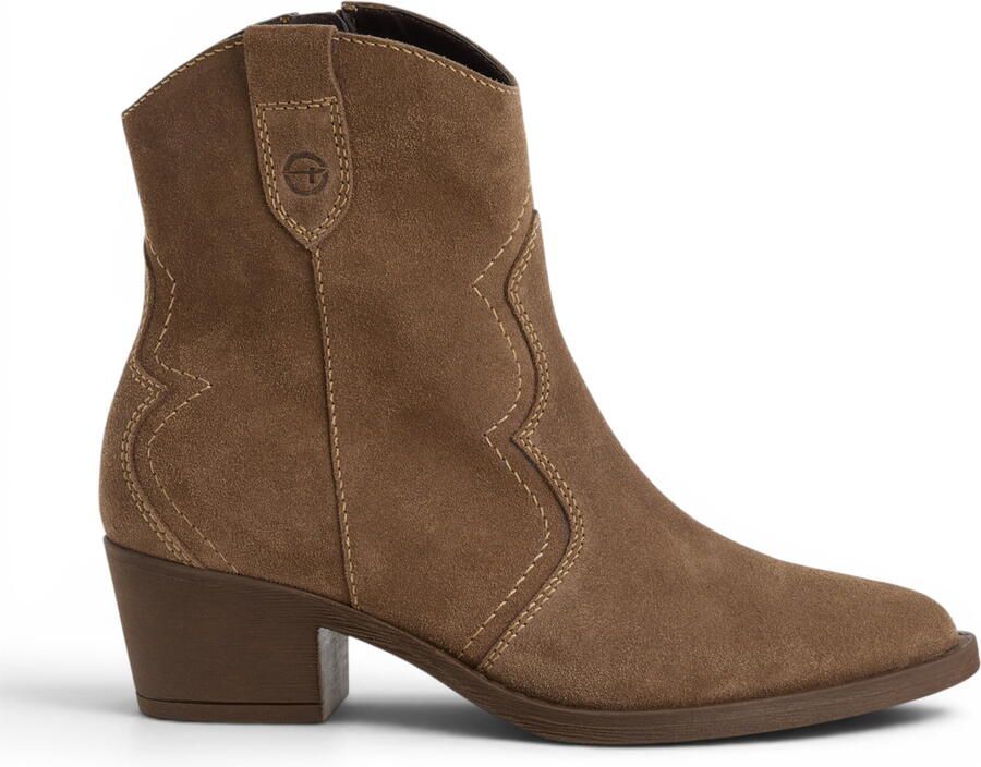 Tamaris dames Camel Brown Suede Leren Cowboy Western Enkellaarzen 25702-41