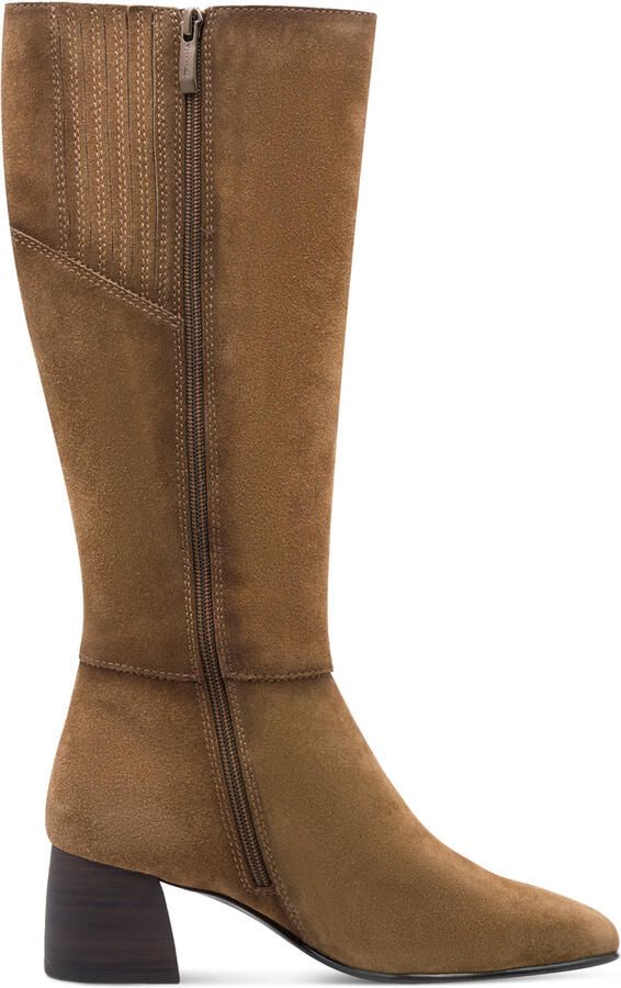 Tamaris Dames Camel Bruine Leren Kniehoge Hak Rijlaarzen