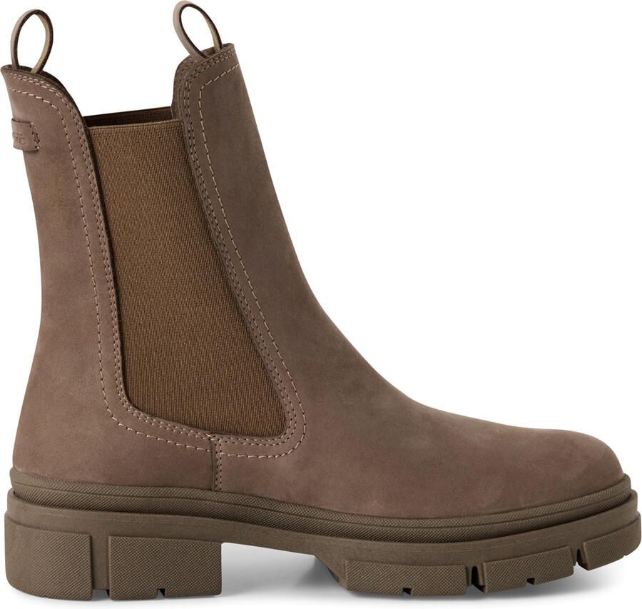 Tamaris Dames Dune Taupe Bruine Leren Klassieke Hoge Chelsea Enkellaarsjes