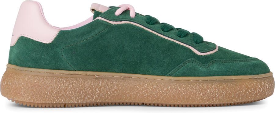 Tamaris Dames Groen Roze Leren Fashion Gestreepte Veterschoenen
