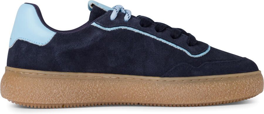 Tamaris Dames Marineblauwe Leren Fashion Stripe Veterschoenen