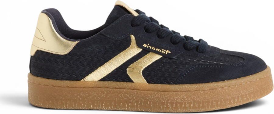 Tamaris Dames Marineblauwe Leren Sneakers Sneaker Schoenen 23723-44