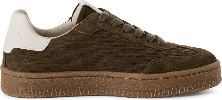 Tamaris Dames Olijfgroene Suède Mode Veterschoenen