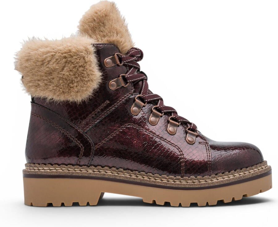Tamaris dames rode nep leren warme winters enkellaarzen 26264-43