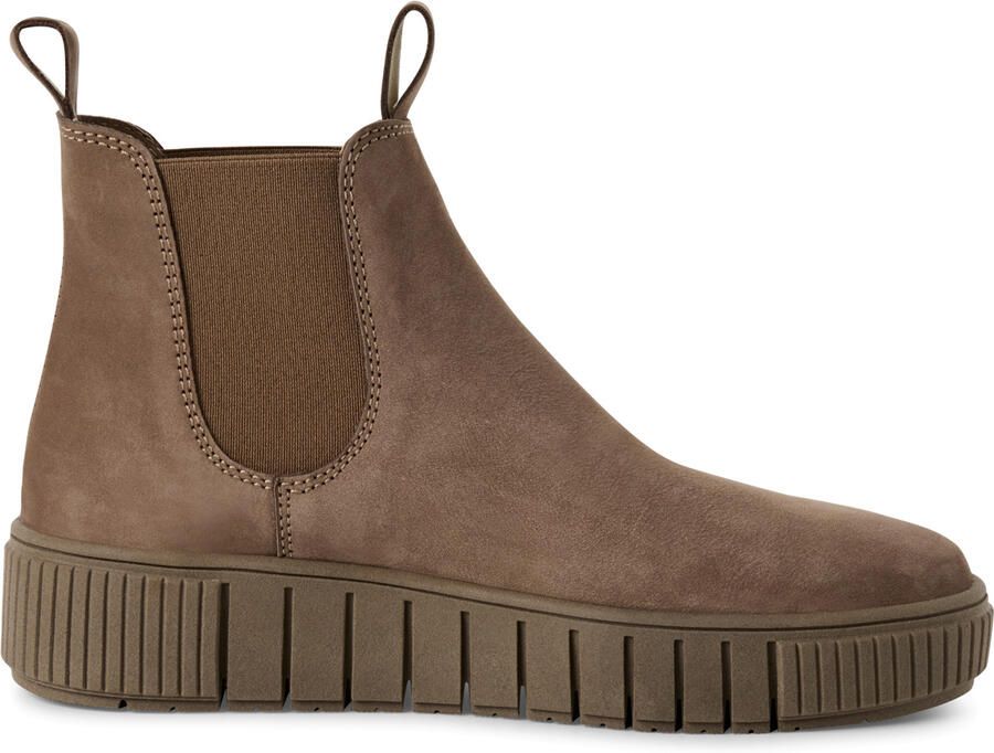 Tamaris Dames Taupe Bruine Leren Chelsea Enkellaarsjes