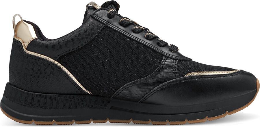 Tamaris Dames Zwart Goud Mode Veterschoenen met Rits