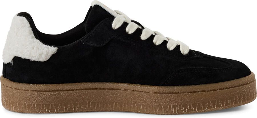 Tamaris Dames Zwart Wit Bont Suède Mode Veterschoenen
