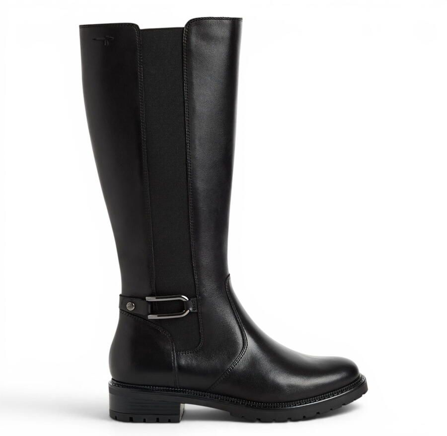 Tamaris dames zwarte leren kniehoge plateau lange laarzen 25609-47