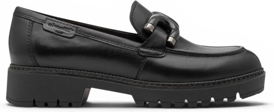 Tamaris dames zwarte leren loafer comfortschoenen 24740-47