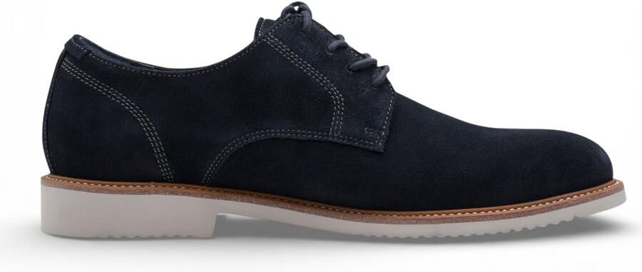 Tamaris herenschoenen van marineblauw suède leer met gladde neus elegante derbyschoenen