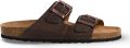 Tamaris herenslippers van bruin leer met instapzool en voetbed. - Donkerbruin