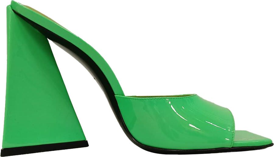 The Attico De Attico Devon muiltjes in neon groen lakleer.
