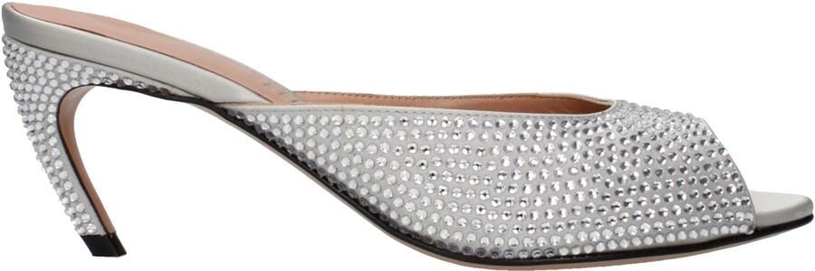 The Attico De Attico Grijze Satijnen Stiletto Hakken Sandalen