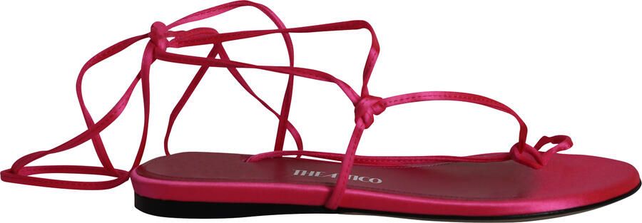 The Attico De Attico Kika Laarzen Sandalen met Veters in Roze Satijn