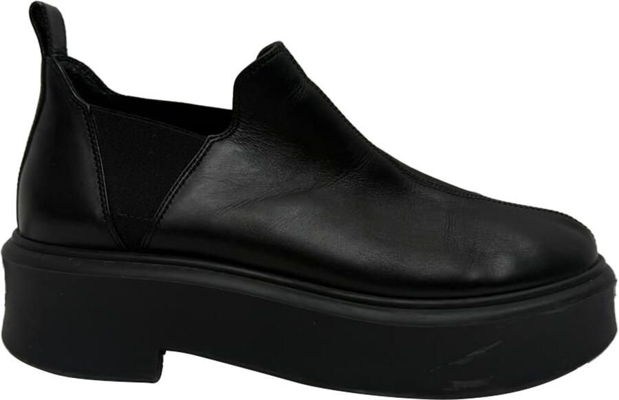 The Row Pre-owned De Row Robin flatform enkellaarsjes in zwart leer.