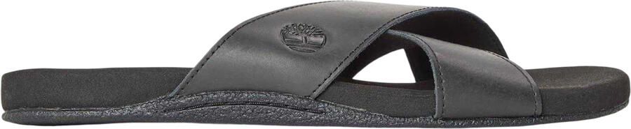 Timberland Leren slippers met gekruiste bandjes voor heren – Seaton Bay (Jet Zwart)