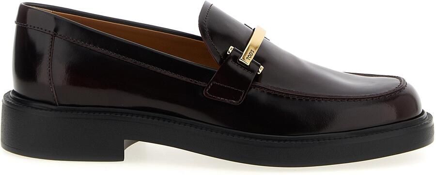 TOD'S Bordeaux Kalfsleer Instapschoenen