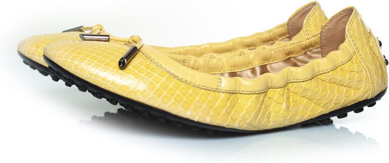 Tod'S Pre-owned Tod's gele ballerina's van pythonleer