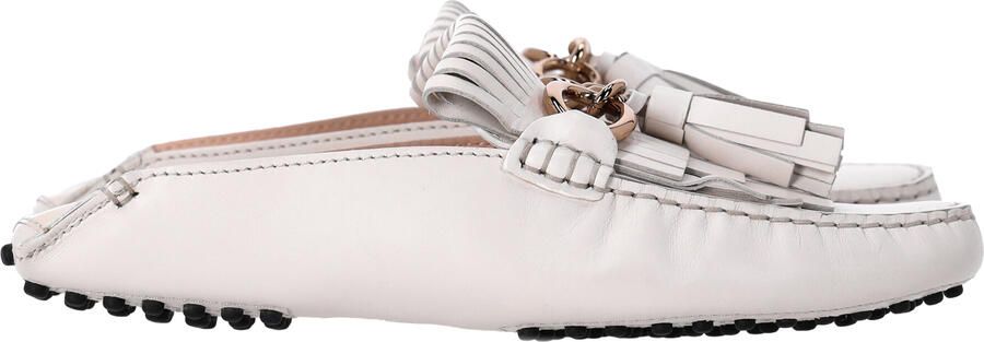 Tod'S Pre-owned Tod's Loafers met Franje en Kettingdetail in Witte Leer