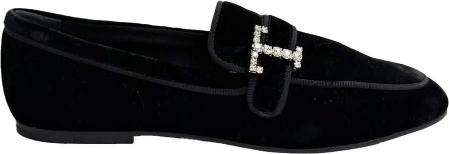 Tod'S Pre-owned Tod's loafers met kristallen versiering in zwart fluweel