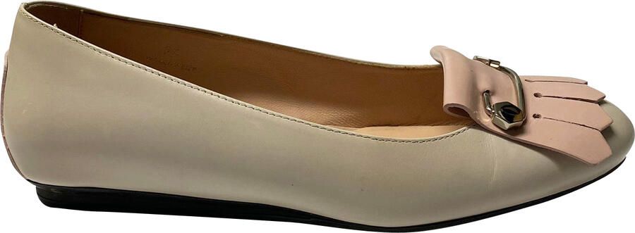 Tod'S Pre-owned Tod's Mokka Flat in Crème Leer