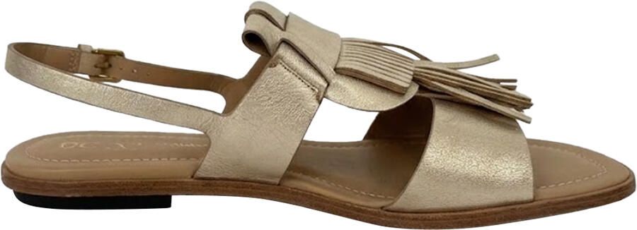 Tod'S Pre-owned Tod's platte sandalen met franjes in metallic goudkleurig leer