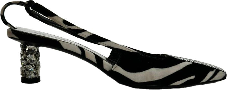 Tom Ford Pre-owned Tom Ford Zebra-Print Slingback Hakken in Zwart en Witte Suède