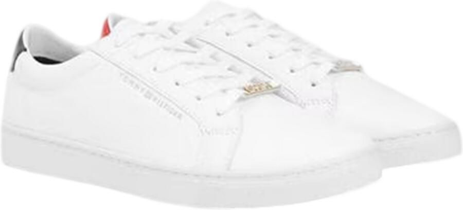 Tommy Hilfiger Essentiële leren platte sneakers voor dames (Wit)