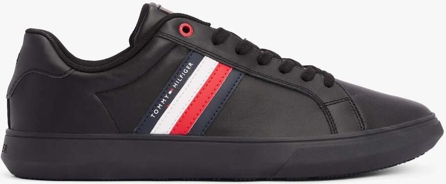 Tommy Hilfiger Heren Essentiële Leren Cupsole Sneakers in Zwart