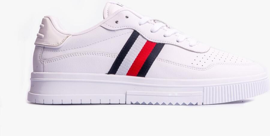 Tommy Hilfiger Heren SUPERCUP Striped Leren Sneakers Wit