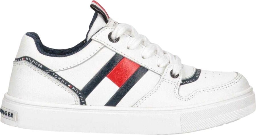 Tommy Hilfiger Vlakke sneakers met vlaggenprint voor kinderen (Wit)