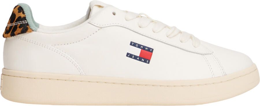 Tommy Jeans Damesarchief 98: Sneakers van nappaleer met luipaardprint (Ivoor)