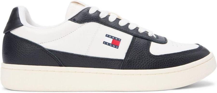 Tommy Jeans Heren Archive 98 leren lage sneakers (Ivoor zwart)