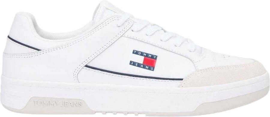 Tommy Jeans Heren Leren Cupsole Trainers (Wit)