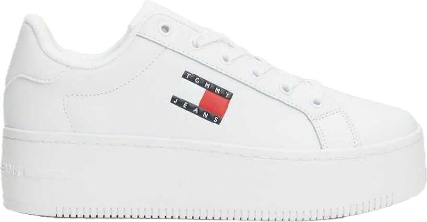 Tommy Jeans Icon leren platzool-sportschoenen voor dames (Wit)