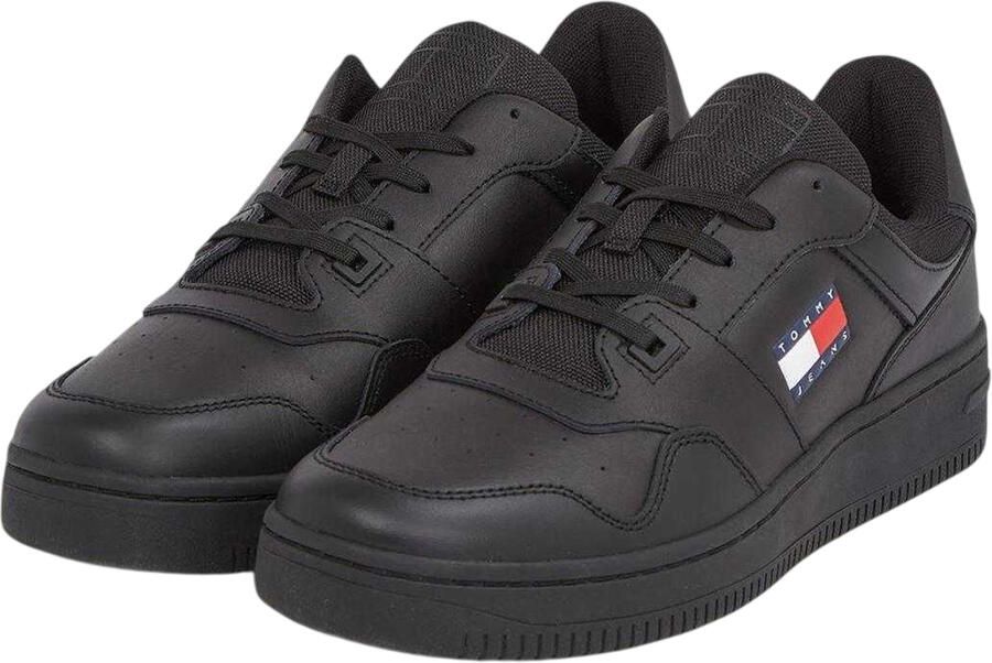 Tommy Jeans Lage leren sneakers voor heren (Zwart)