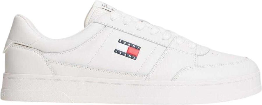 Tommy Jeans Leren platte sneakers voor heren van Greenwich (Ecru)