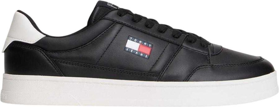 Tommy Jeans Leren platte sneakers voor heren van Greenwich (Zwart)